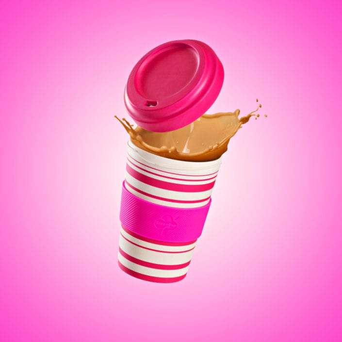 Pink Coffee Cup Splash Product Photography