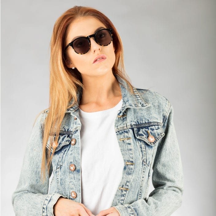 Female model wearing sunglasses