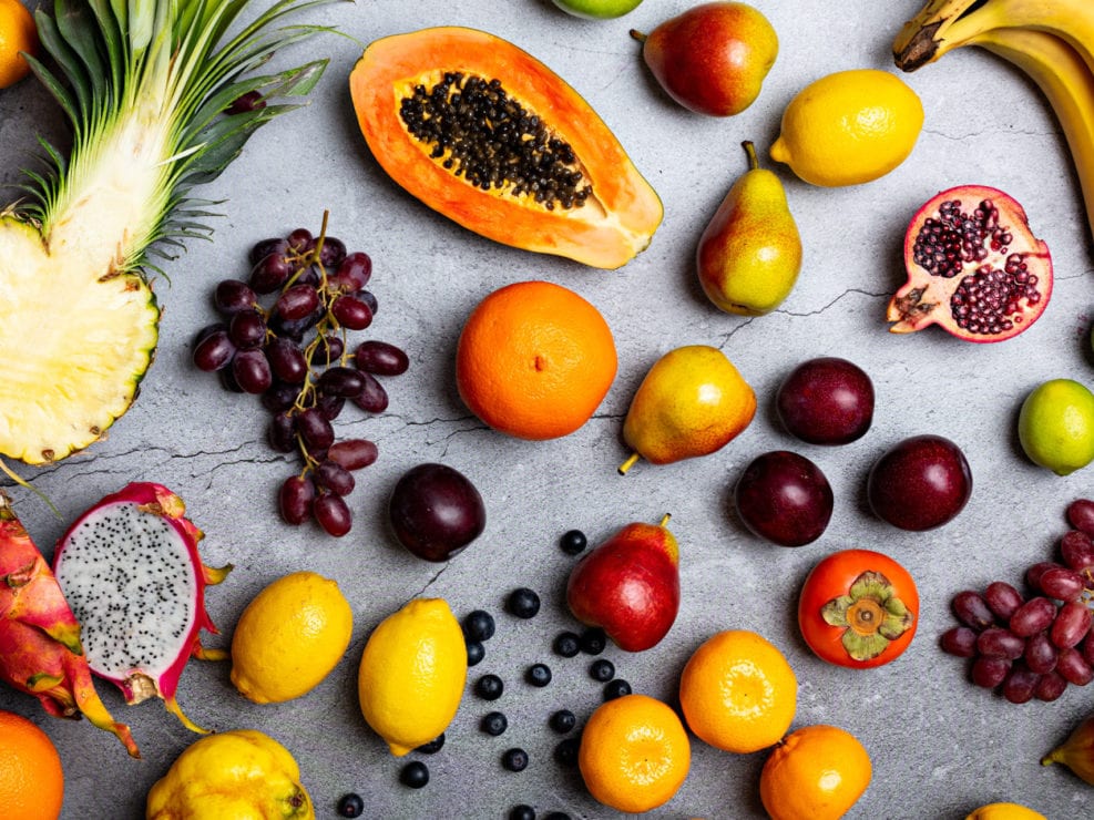 Assorted Fruits Dark Background