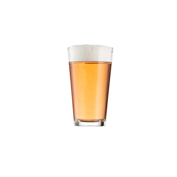 Pint of beer on white background