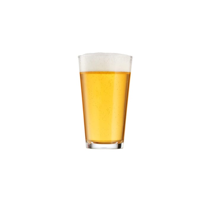 Pint of beer on white background